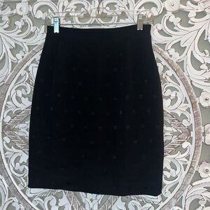 Designer Black on Black Polka dotted Pencil Mini Skirt Woman's sz 6 EUC